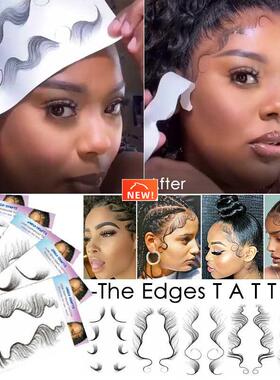 7 Styles Hair Edges Tattoo Sticker Baby Hair Pony Tail Style