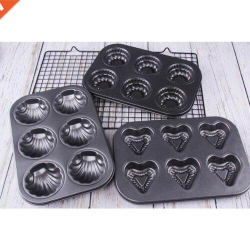6 Cavity Star Heart Cupcake Mold Cake Muffin Biscuit Pan Car
