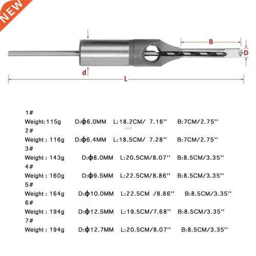1/4 to 1/2 Inch Square Hole Drill Bit Steel Mortising Drilli