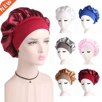 Adjustable Solid Satin Bonnet Hair Styling Cap Long Hair Ca