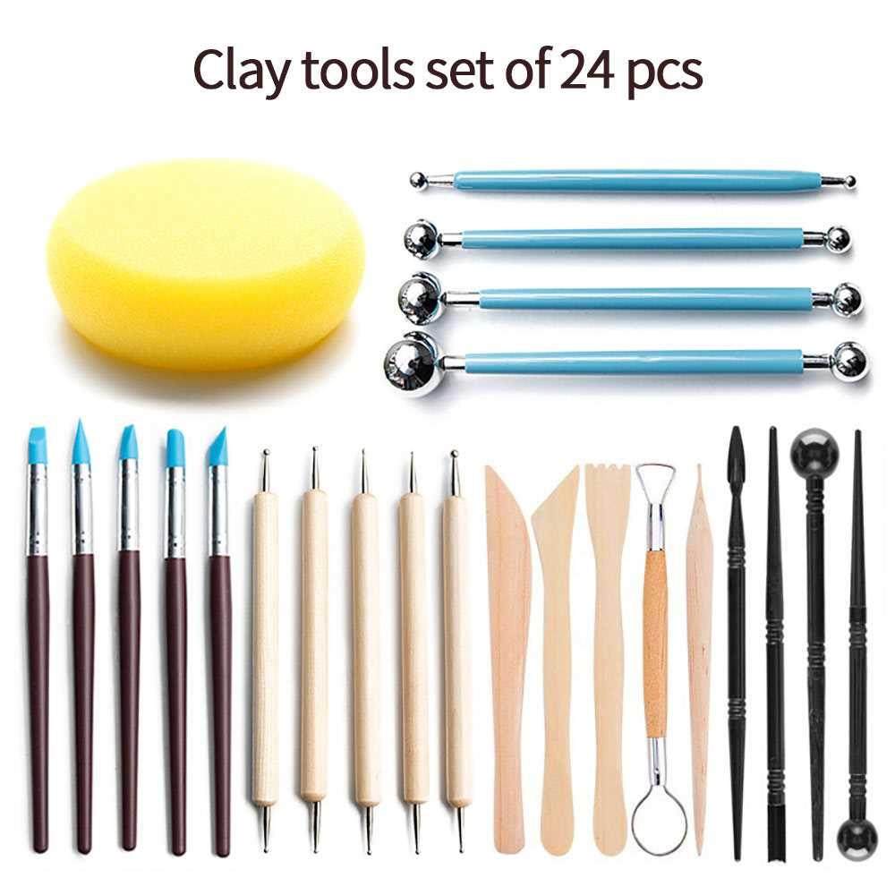 24Pcs Pottery Tools Clay Sculpting Tools Set Clay Cleaning T