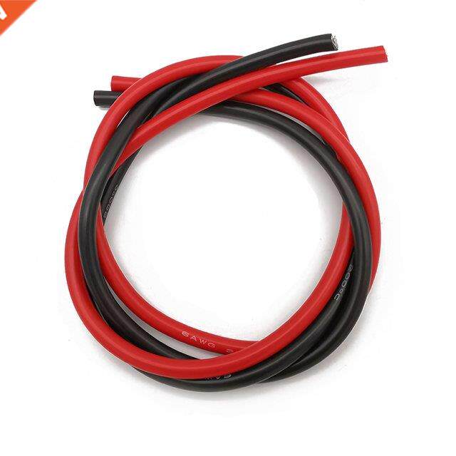 6AWG 8AWG 10AWG Silicone Wire 1Meter Red+1Meter Black Heatpr