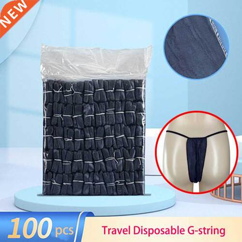 100Pcs Blue/Black Travel Disposable G-string Panties Underwe