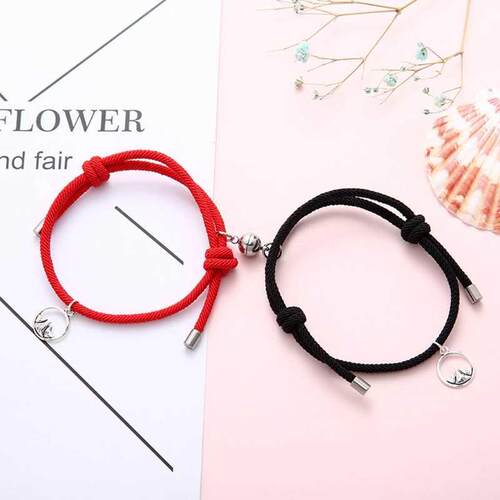 2Pcs Friendship Rope Braided Distance Couple Magnetic Bracel