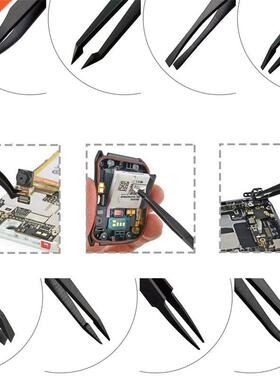 8 PCS Electronic Tweezers Set Anti-Static Anti Magnetic Carb