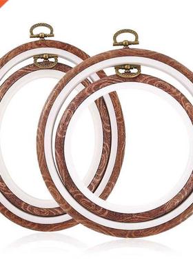 4 Pieces Embroidery Hoops Cross Stitch Hoop Imitate Wood Emb