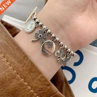 S925 Sterling Silver Bracelet for Women Smile Face Star Fish