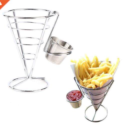 Stainless steel French Fry Stand Cone Basket Holder for Frie