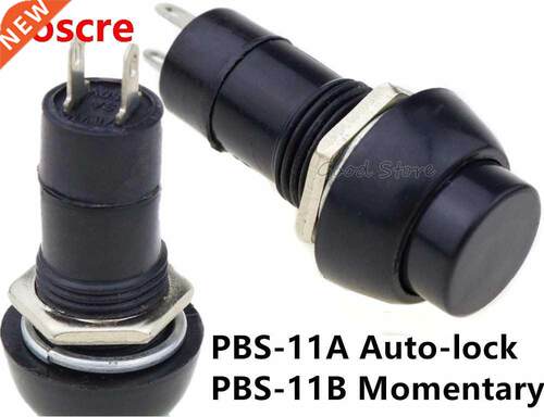 1pcs PBS-11A PBS-11B Black Round Off(On) Momentary/ Auto-loc