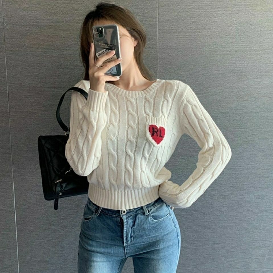 Brand Korean Fashion Jumper Women 2020 Fall Winter Cute Red