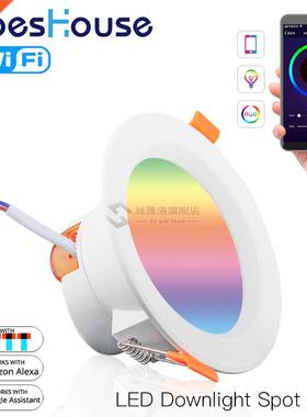WiFi Smart LED Downlight Dimming Round Spot Light 7W RGB Co