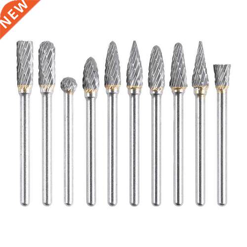 10Pcs 1/8 Rotary File Solid Carbide Rotary Burr Set Drill Gr