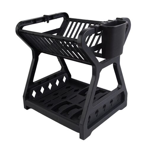 Double-layer Kitchen Dish Bowl Draining Storage Rack with Ch