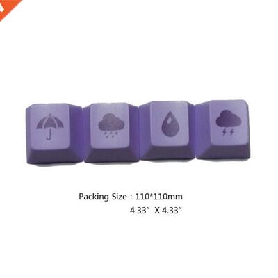 4Pcs Weather Raining Dark Clouds Dye Sublimation Keycap Keyb