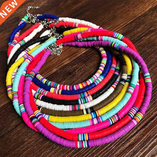 Bohemian Colorful Clay Choker Necklace For Women Girls Boho
