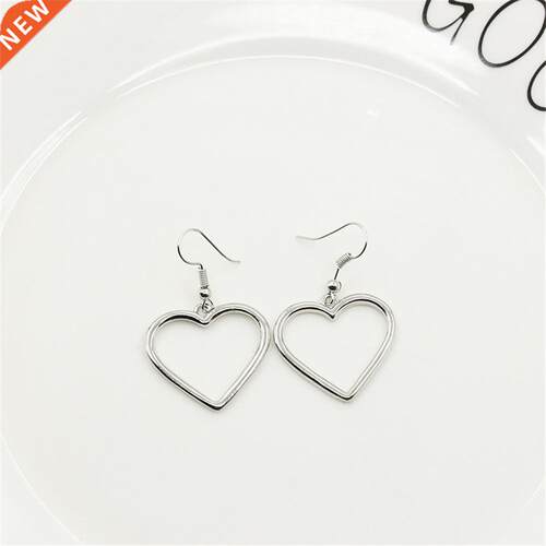Simple Design Silver Color Hollow Heart Drop Earrings For Wo