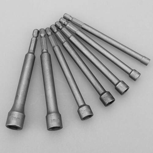 7PCS 1/4 110mm Long Hex Magnetic Nut Driver Socket Set Metr