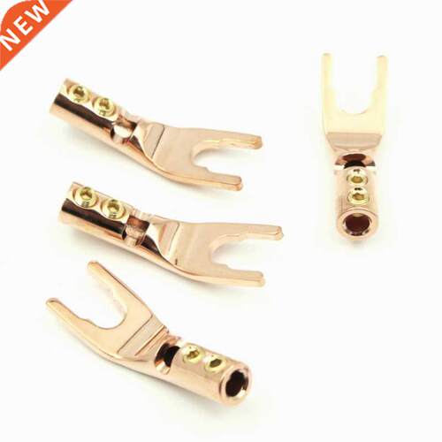 4 PCS Hifi Y Spade Plug Pure Red Copper Jack Connector for D