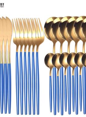 18/10 Gold Dinnerware Set 24pcs Stainless Steel Tableware Se