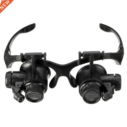 Portable 10X 15X 20X 25X Spectacles Glasses LED Lamp Magnifi