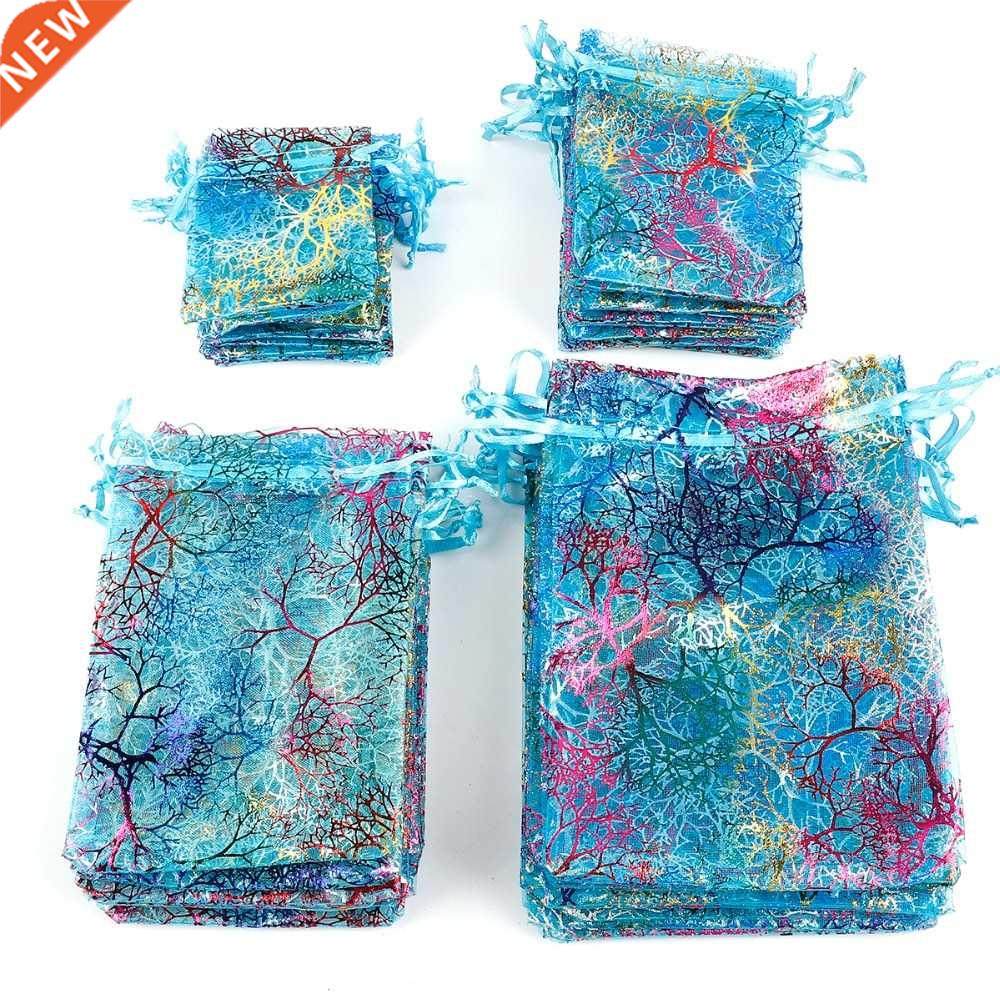 50pcs/lot 7x9cm 9x12cm 10x15cm Colorful Organza Bags Jewelry