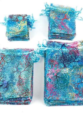 50pcs/lot 7x9cm 9x12cm 10x15cm Colorful Organza Bags Jewelry