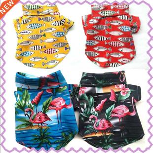 4 Style Summer Pet Clothes for Dogs Shirt Fish Flamingo Pat