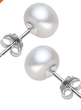 Natural Freshwater Pearl Stud Earrngs Real 925 Sterlng Sl