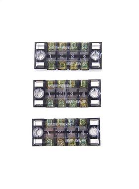 3pcs Dual Row 4 Position Screw Terminal Block Strip 600V 15A