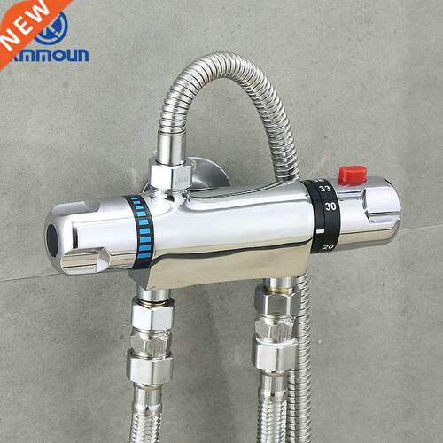 Brass Chrome Thermostatic Shower Faucet Mixer Valve Dual Han