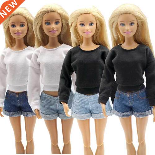 1/6 Doll Clothes Long-sleeved Sweater Pants Denim Grid Daily