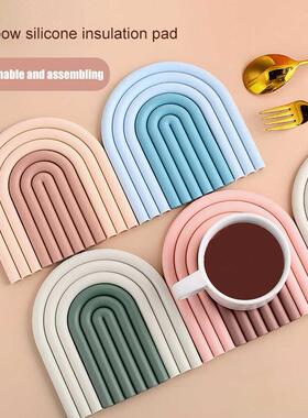 Home Silicone Removale Rainow Coaster Tale Mat Removale