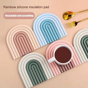 Home Silicone Removale Rainow Coaster Tale Mat Removale
