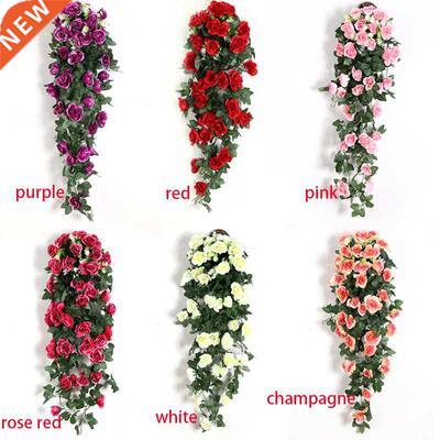 Artificial Flowers Rattan Vine Wall Hanging Rose Home Decor