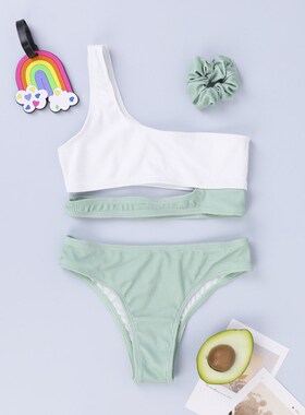 2021 Children's Swimsuit Women's Summer Pure Color S