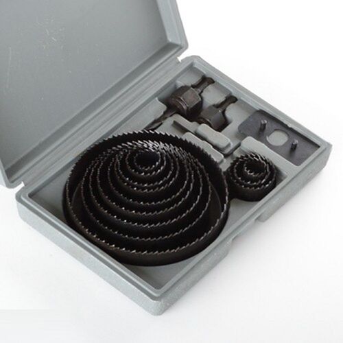 Hole Saw Drill Bit Kit 16pc wMandrels Saws wCase Wood Plasti