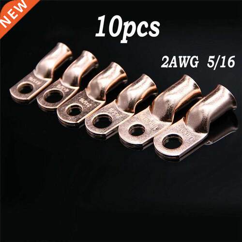 10pcs Wire Ring Terminal Copper 2 AWG Gauge 5/16 Connectors