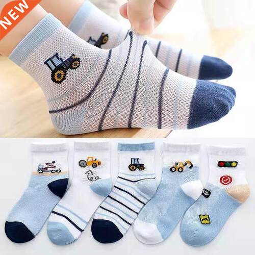 5 Pairs/lot Summer Mesh Socks For Newborns Baby Cute Cartoon