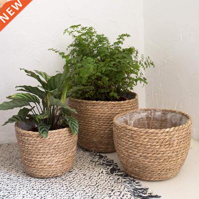 Straw Weaving Flower Plant Basket Grass Planter Basket Indoo