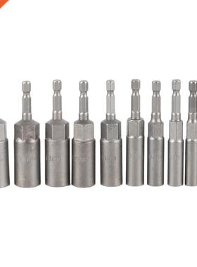 10Pc 1/4 Inch Wrench Hex Bit Socket Set Deep Long 1/2 Inch I