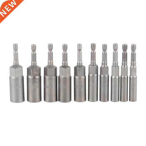 10Pc 1/4 Inch Wrench Hex Bit Socket Set Deep Long 1/2 Inch I