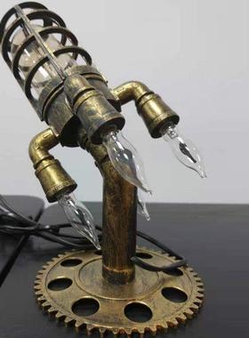 Vintage Rocket Ship Lamp Steampunk Industrial Desk Night lam