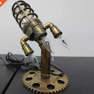 Vintage Rocket Ship Lamp Steampunk Industrial Desk Night lam