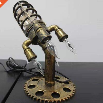 Vintage Rocket Ship Lamp Steampunk Industrial Desk Night lam