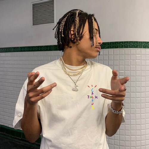 Rapper Travis Scott Cactus Jack Rainbow Alphabet Print T-Shi