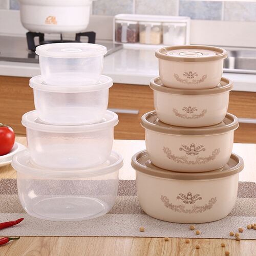 4pcs/set Food Container Plastic Bento Fresh-Keeping Box Frid