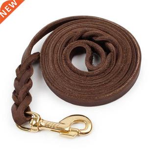 1.2CM Width Handmade Genuine Dog Leash Leather Brown Braide