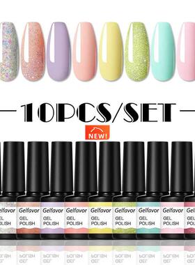Gel Nail Polish Set 10Pcs Hybrid Varnishes UV LED Lamp Gel