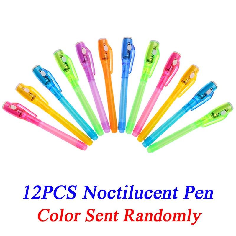 12PCS Draw With Light V Pen Invisible  Pencil Secret Fluores