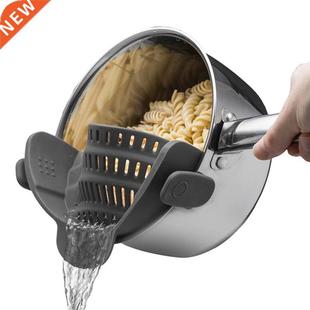 Clip Pan Funnel Kitchen Bowl Strainer Rack Silicone Drain